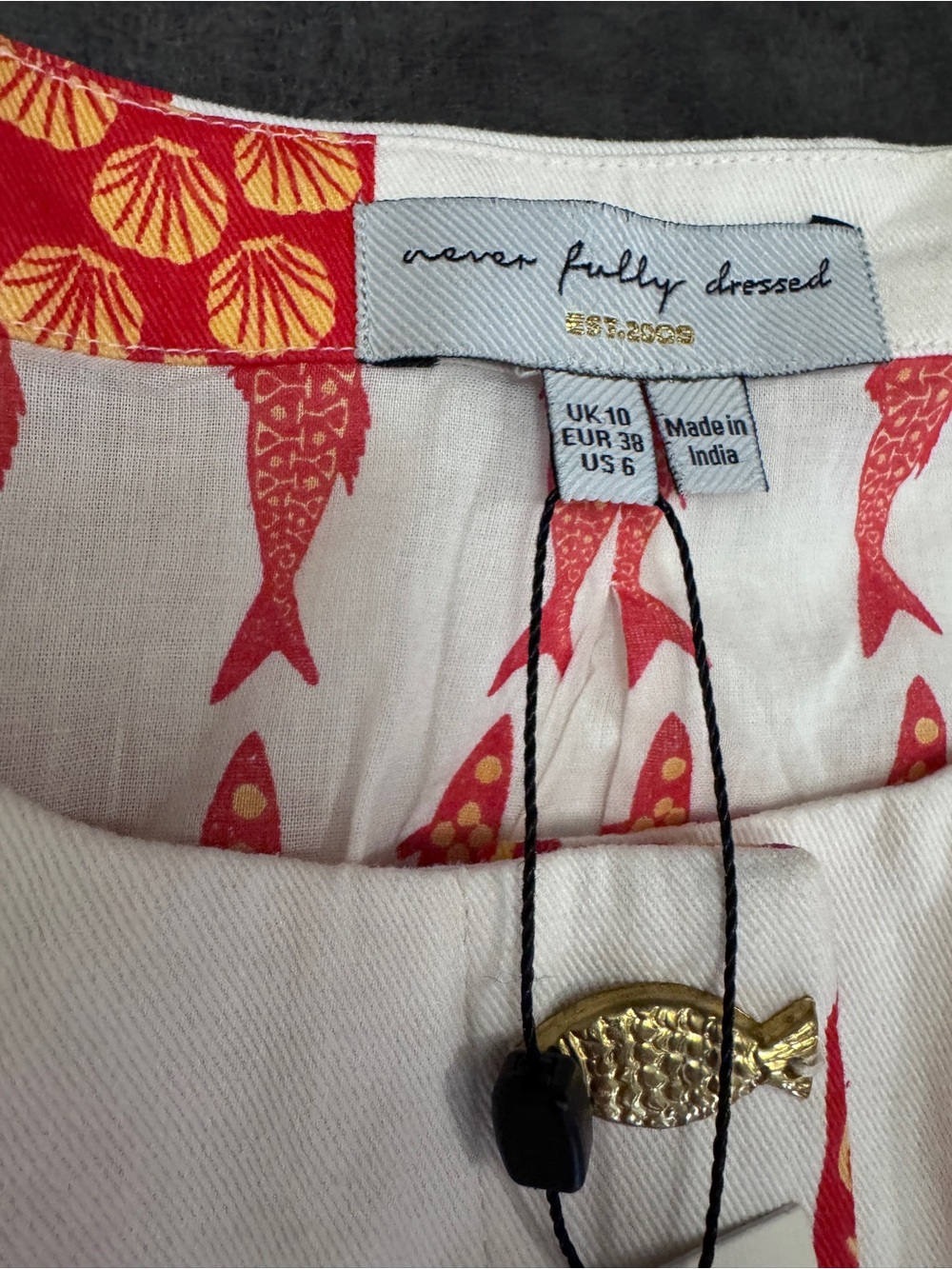 Women NEVER FULLY DRESSED  Sol Sardine Girl Summer White Cotton Waistcoat Top - Picture 11 of 12